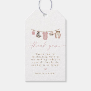Blue Baby Clothesline Little Cowboy Baby Shower Gift Tags