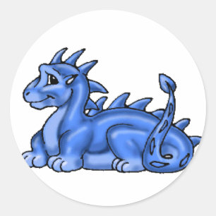 Blue Baby Dragon Classic Round Sticker