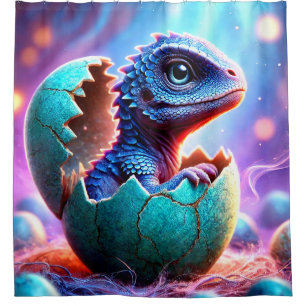 Blue Baby Dragon Shower Curtain