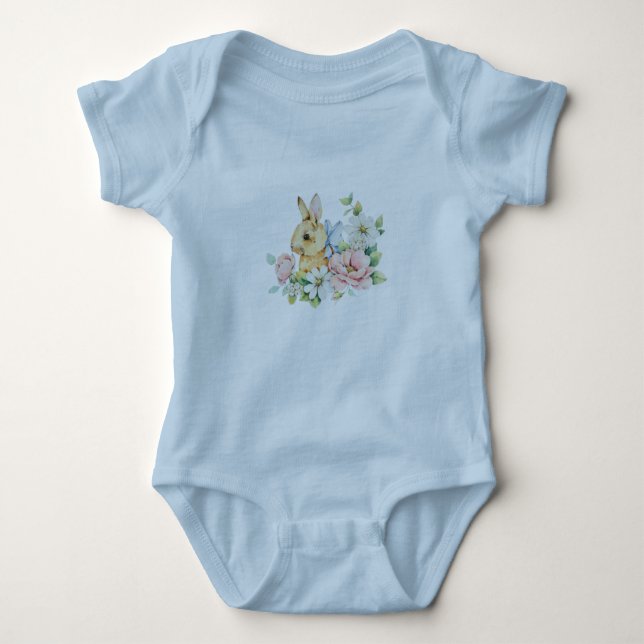 Blue Baby Easter Bunny Bodysuit (Front)