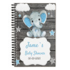 Blue Baby Elephant Book Baby Shower Rustic