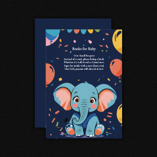 Blue Baby Elephant Party Baby Shower Enclosure Card