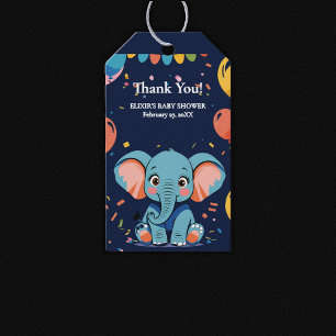 Blue Baby Elephant Party Baby Shower Gift Tags