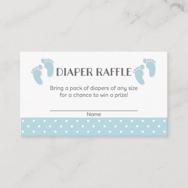 Blue Baby Feet Baby Shower Diaper Raffle Tickets Enclosure Card (Front)