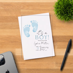 Blue Baby Feet Baby Shower Invitation, Boy Shower Acrylic Invitations
