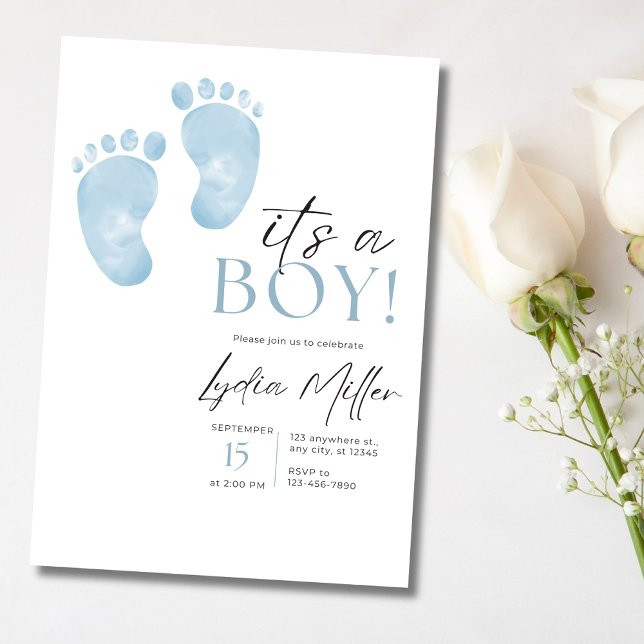 Blue Baby Feet Baby Shower Invitation, Boy Shower Invitation (Creator Uploaded)