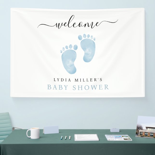 Blue Baby Feet Baby Shower Welcome Sign Baby Boy (Tradeshow)
