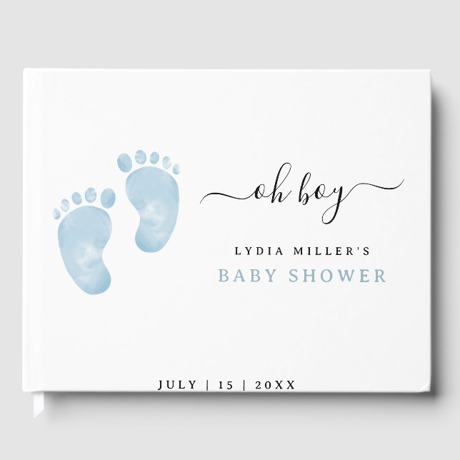 Blue Baby Feet Baby Shower Welcome Sign Baby Boy Guest Book (Front)