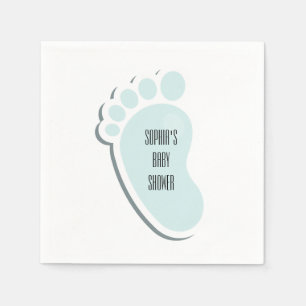 Blue Baby Footprint Baby Shower Napkin