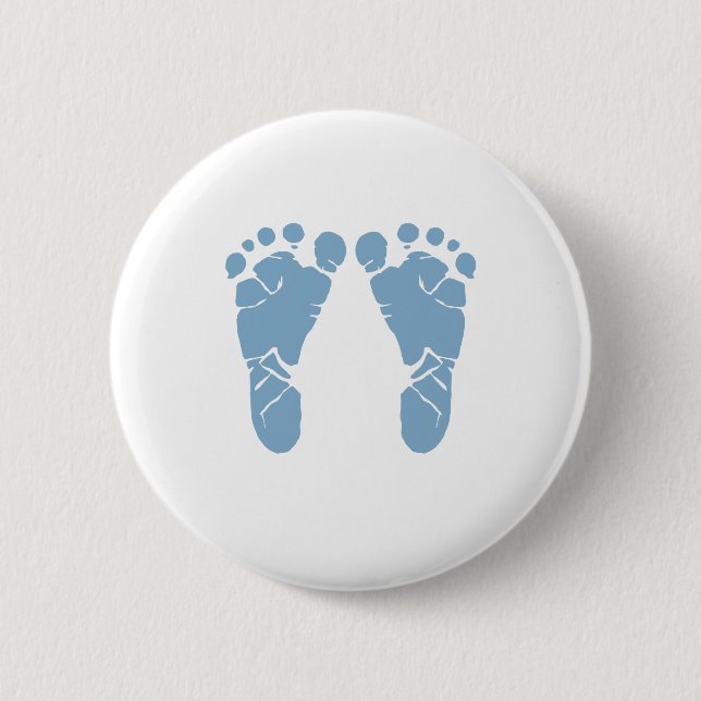 Blue baby footprints 6 cm round badge (Front)