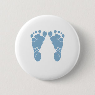 Blue baby footprints 6 cm round badge
