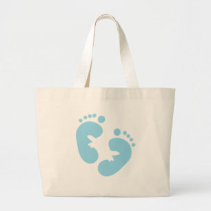 Blue Baby Footprints Large Tote Bag