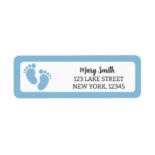 BLUE BABY FOOTPRINTS Return Address Label