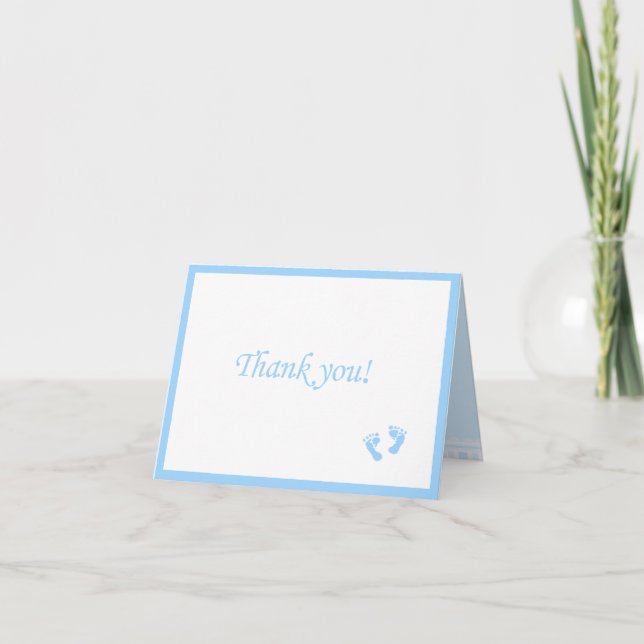 Blue Baby Footprints-Thank You Thank You Card (Front)