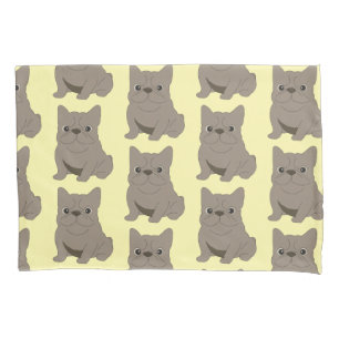 Blue Baby French Bulldog, yellow Pillowcase