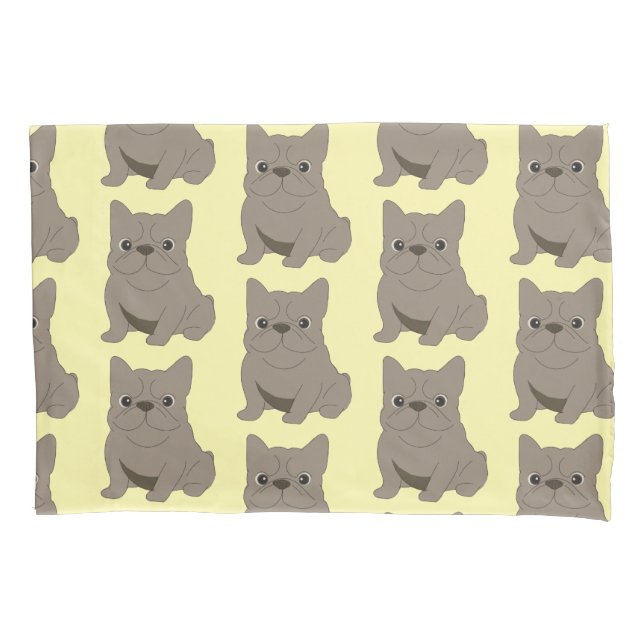 Blue Baby French Bulldog, yellow Pillowcase (Front)