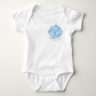 Blue Baby Head Pattern Baby Boy  Baby Bodysuit