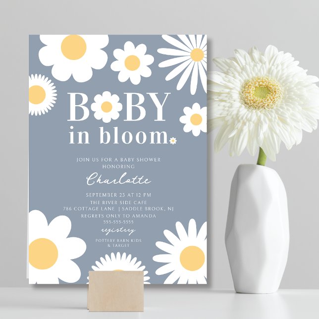 Blue Baby In Bloom Baby Shower Invitation  (Creator Uploaded)