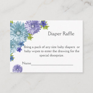 Blue Baby In Bloom Brunch Shower Diaper Raffle Enclosure Card