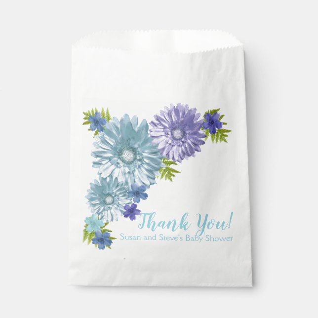 Blue Baby In Bloom Brunch Shower  Favour Bags (Front)