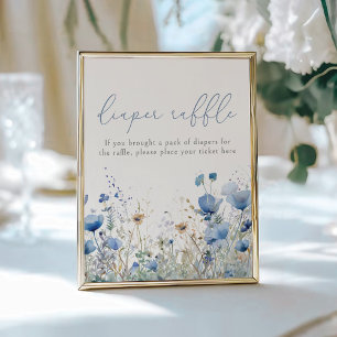 Blue Baby In Bloom Floral Wildflower Diaper Raffle Poster