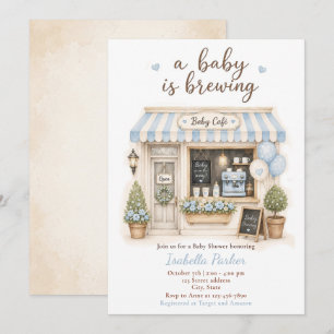 Blue Baby Is Brewing Cafe Shower Invitation