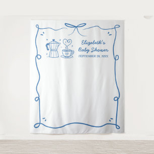 Blue Baby Is Brewing Coffee Baby Shower Tapestry