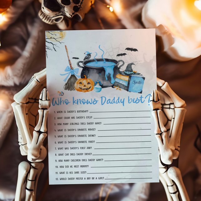 Blue Baby is Brewing Witch Who Knows Daddy Best (Boy Halloween Baby Shower Who Knows Daddy Best Game)