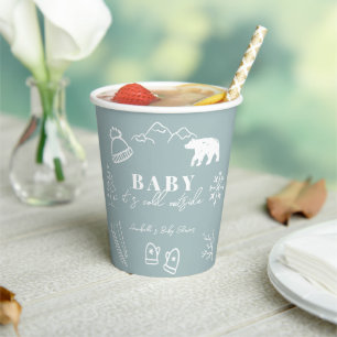 Blue Baby It's Cold Outside Hand-drawn Baby Shower Paper Cups