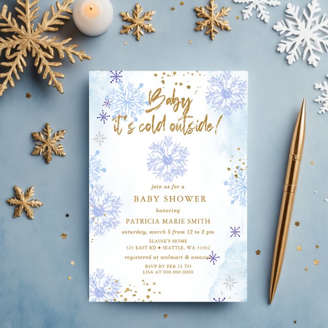 Blue Baby its Cold Outside Winter Baby Shower Invitation (Blue Baby its Cold Outside Winter Baby Shower Invitation)