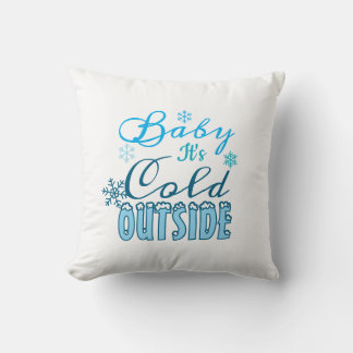 Blue Baby It's Cold Outside Winter Snowflak Cushion