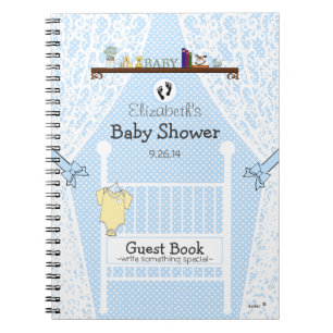 Blue Baby Nursery-Baby Shower Guest Book- Spiral Notebook