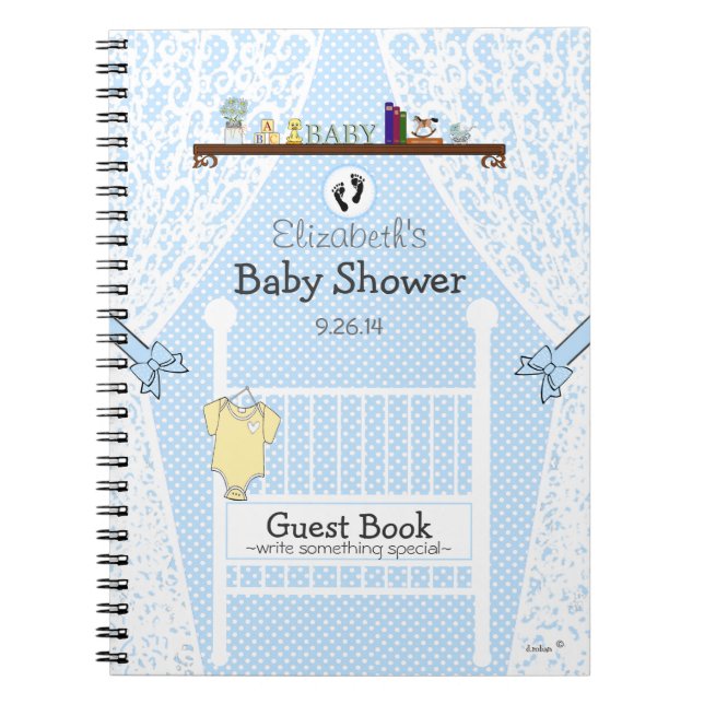 Blue Baby Nursery-Baby Shower Guest Book- Spiral Notebook (Front)