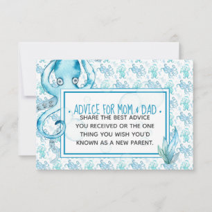 Blue Baby Octopus Baby Shower Advice for Mum & Dad Card
