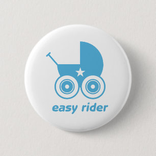 Blue Baby Pram Icon Button Badge
