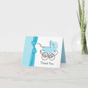 Blue Baby Pram Thank You Note Card