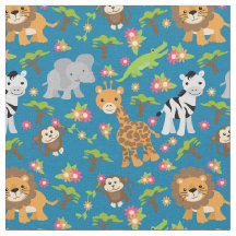 Blue Baby Safari Fabric