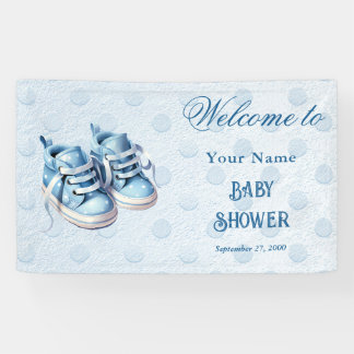 Blue Baby Shoes Baby Shower Welcome Banner