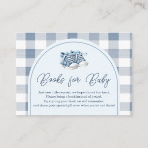 Blue Baby Shoes Gingham Baby Shower Books For Baby Enclosure Card