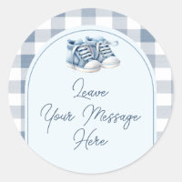 Blue Baby Shoes Gingham Baby Shower Your Message