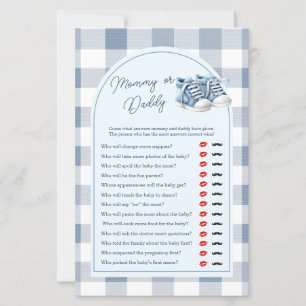 Blue Baby Shoes Gingham Mummy or Daddy Game