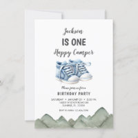 Blue Baby Shoes Little Camper Birthday