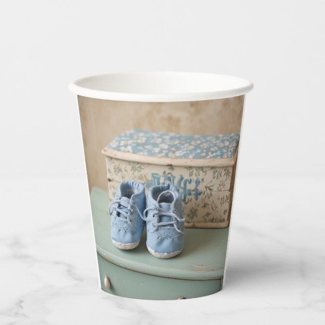 Blue Baby Shoes Paper Cups (Front)