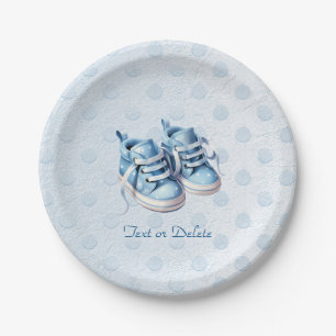 Blue Baby Shoes Paper Plate