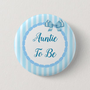 Blue Baby Shower Auntie To Be 6 Cm Round Badge