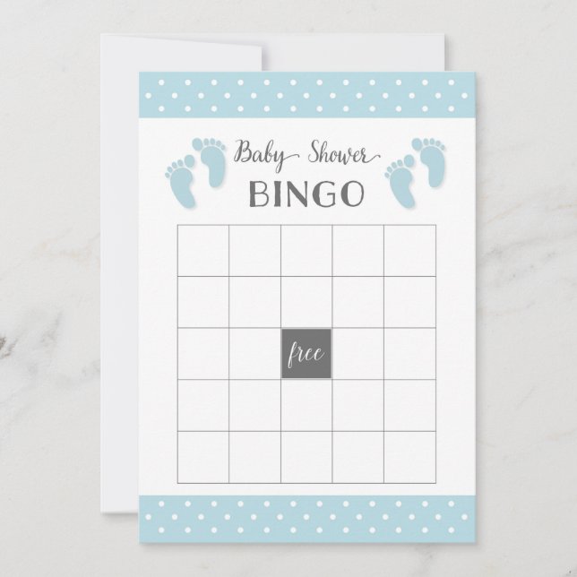 Blue Baby Shower Bingo Card (Front)