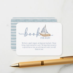 Blue Baby Shower Book for Baby Enclosure Card