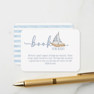 Blue Baby Shower Book for Baby Enclosure Card