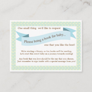Blue Baby Shower Book Insert Request Card