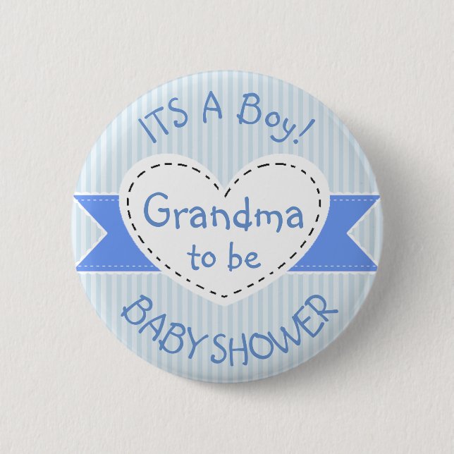 Blue Baby Shower Button Grandma to Be Button (Front)